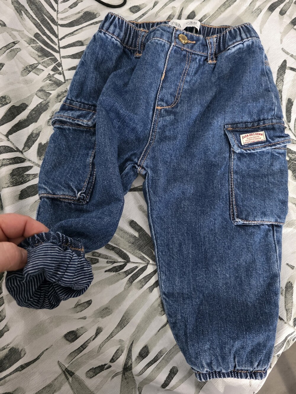 Children's Blue Denim Cargo Jeans - Unbranded Jeans Doubler ZARA 18-24mois